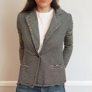 Black and White Striped Cotton Blazer